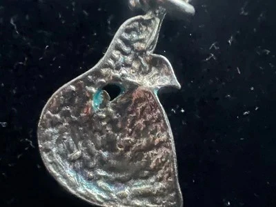 🔴 Collana ARGENTO MASSICCIO 925 con ciondolo pesce smalti azzurri vintage - Immagine 4 di 4