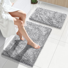 Bathroom Rug Set 2 Piece, Luxury Shaggy Bath Mat Set with Non Slip Backing, Ultr
