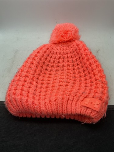 Under Armour ColdGear Infared - Pom Pom Hat - Coral - Girls 4-6 - Zdjęcie 1 z 6