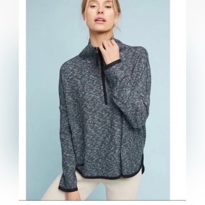 Anthropologie Saturday Sunday Gray Weekender Knit Quarter Zip Pullover Large