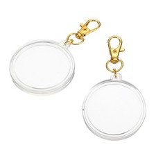 40mm Coin Holder Keychain, 2Pcs Coin Case with Key Ring Buckle, Golden
