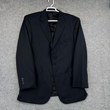 Jos A Bank Suit Jacket Mens 46 Black Wool 2 Button Classic Notch Lapel Lined