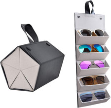 Sunglasses Storage Organizer Holder Foldable Travel Case with 5 Slot Compartment