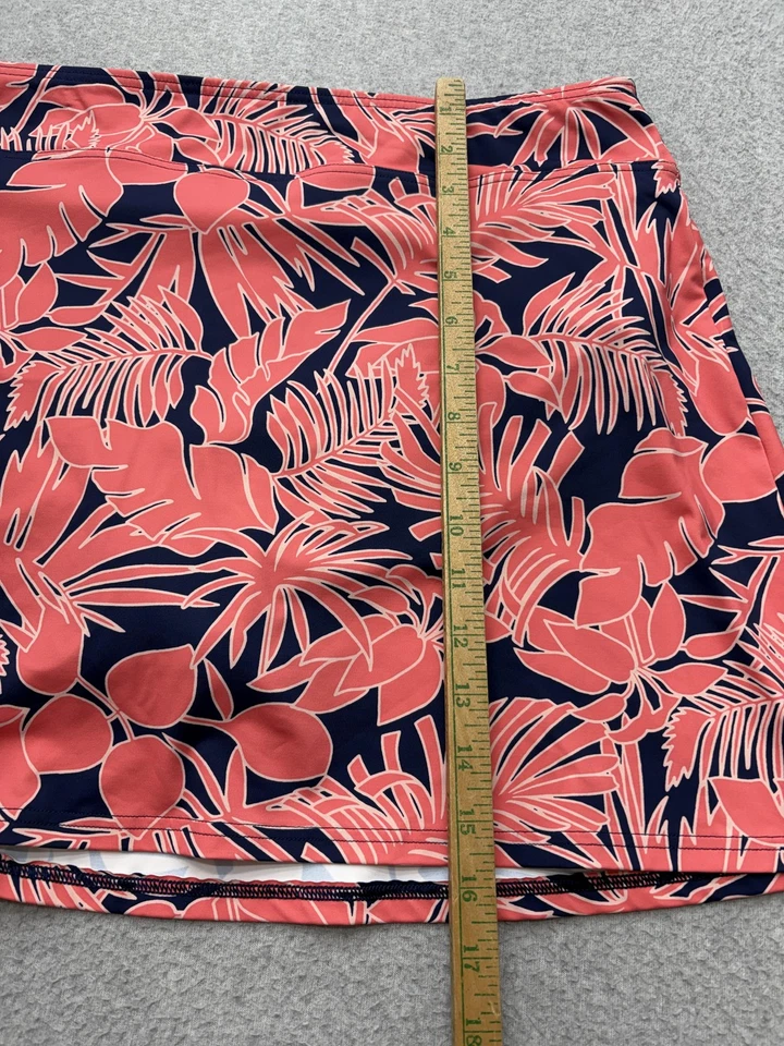 Falda de baño Lands' End para mujer 16L azul marino coral estampado tropical calzoncillo incorporado Foto 4 de 4