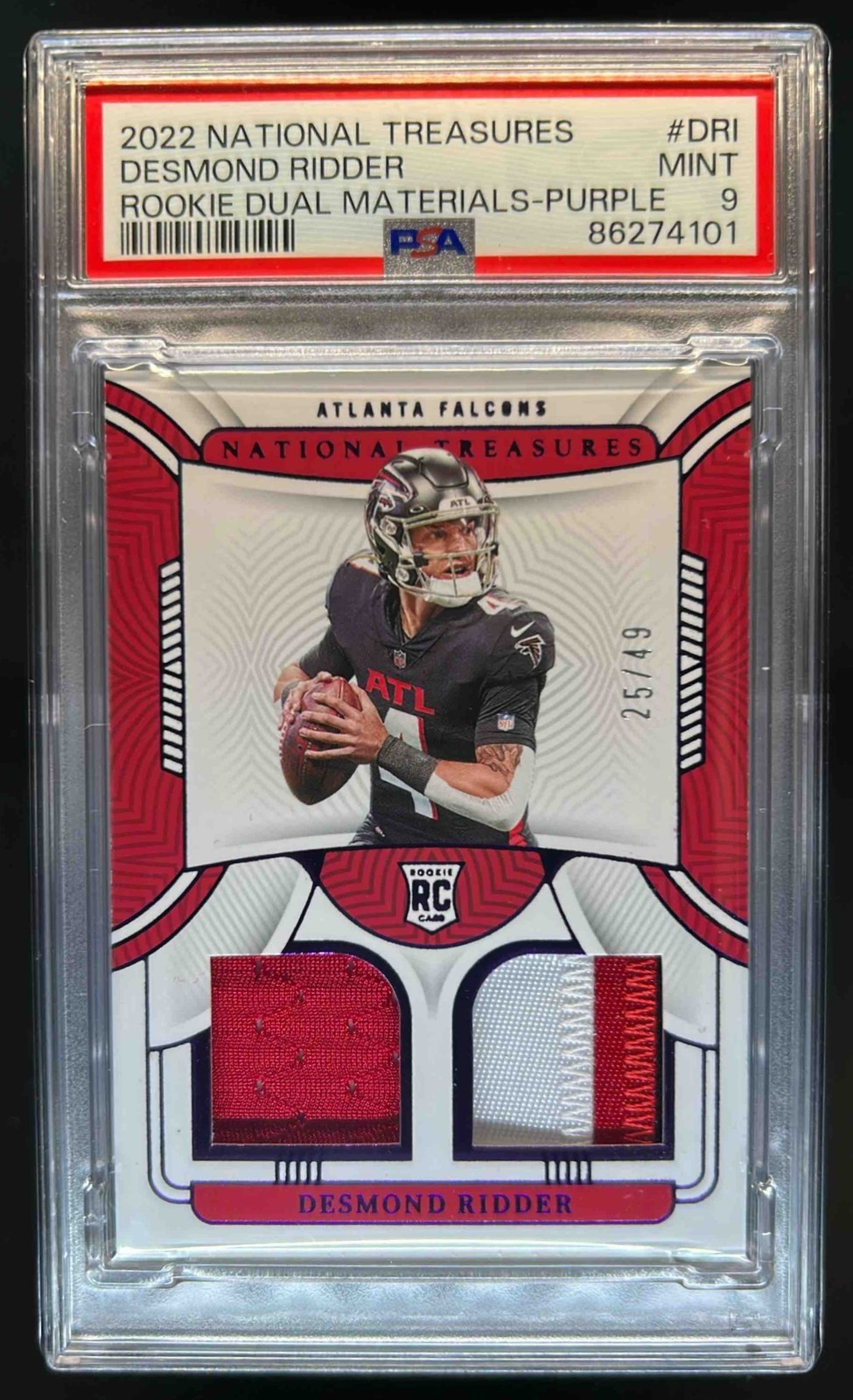 Desmond Ridder Panini National Treasures Rookie Dual Materials #DRI Purple