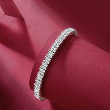 4mm D/VVS1 Princess Cut Moissanite Tennis Chain Bracelet 925 Sterling Silver