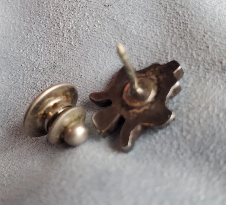 VTG Zuni Silver Coral Turquoise Mother Pearl Onyx Tie Tac Wing Man Western Wear - Image 2 of 4