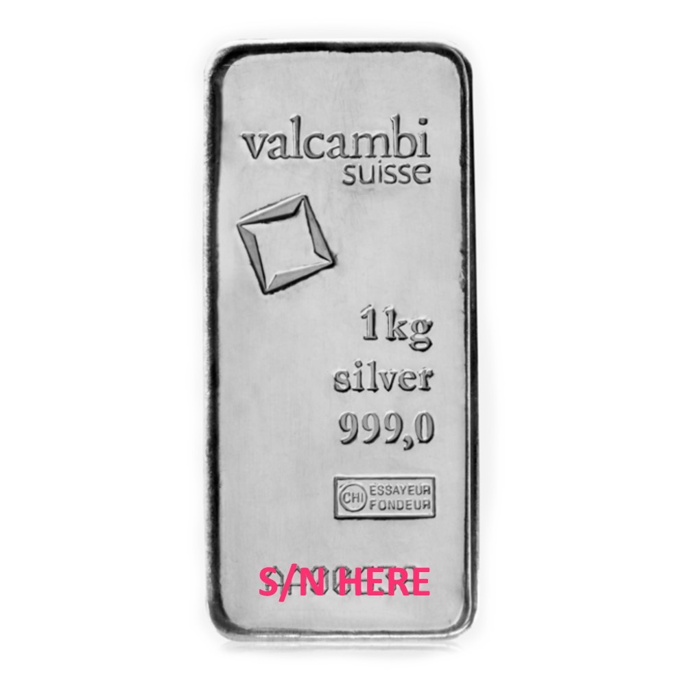 1 Kilo Valcambi Silver Cast Bar .999 Fine Silver - New with Assay