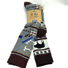 Northeast Outfitters Neo Snowsport Aztec Mountain Burgundy Large Ski Socks I2