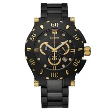 EMBOSS Atlantic Black & Gold Men's Swiss Chronograph Watch Water resistance