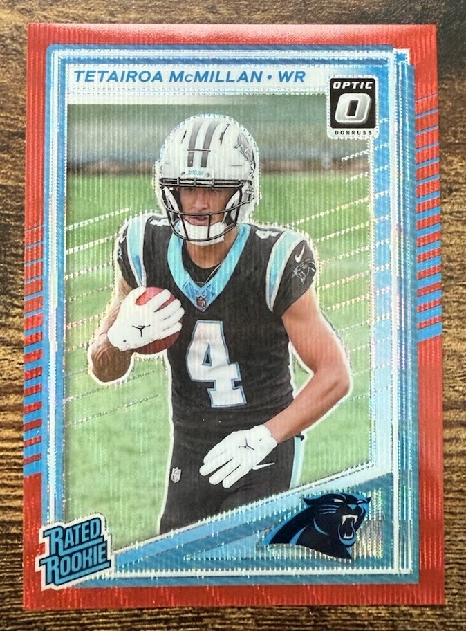 Tetairoa Mcmillan 2025 Donruss Optic Preview Red Wave Prizm Rookie RC SP #314