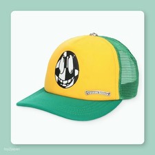 Chrome Hearts Ppo Sex Records Cross Ball Mesh Trucker Cap Yellow/green Cap Hat