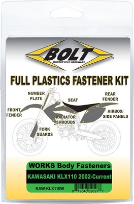 Bolt MC Hardware Full Plastic Fastener Kit - KAW-KLX110W