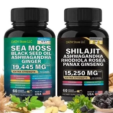 The Powerful Sea Moss and Shilajit Bundle Sea Moss 7000mg, Black Seed Oil 4000mg