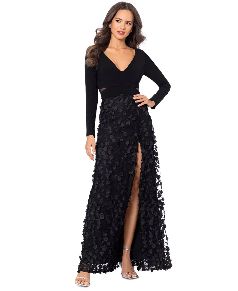 green emerald velvet dress Incredible Black Evening Dress| Evening Dresses XL / Black / Satin