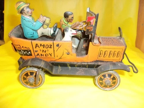 ORIGINAL Circa 1930's MARX "AMOS N ANDY" FRESH AIR TAXI! TIN WIND UP TOY CAR!!