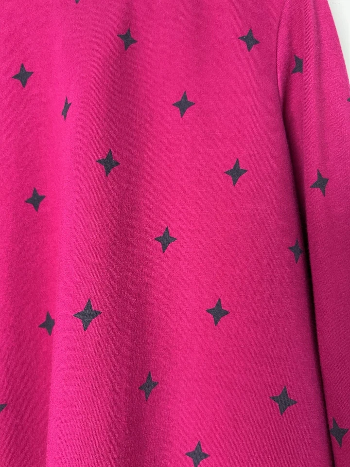Hanna Andersson Dress Snowman Magenta Star Print Girls Size 8 - Image 4 of 4