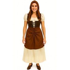 Mittelalter Kostüm Magd Hedwig Kleid mit Haube für Damen Gr. 38-44