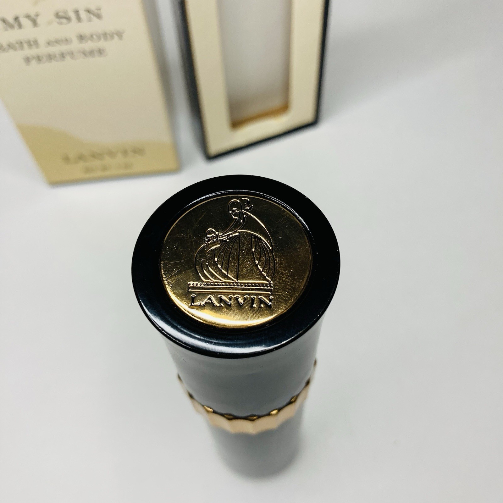 Lanvin My Sin Bath and Body Perfume 1 oz Open Box Charles of The Ritz NY Vtg 