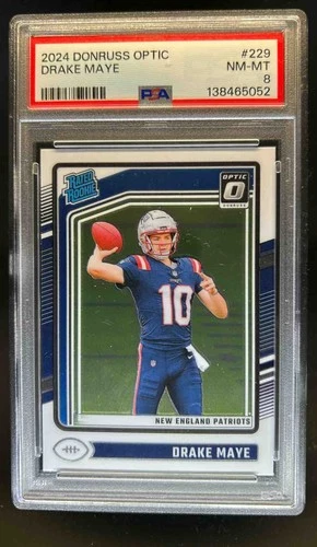 2024 Donruss Optic Drake Maye Rated Rookie #229 Patriots PSA 8