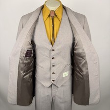 Vintage Western Suit Mens 42 Long Jacket 35 Pants Unhemmed Leisure Disco 70s NOS