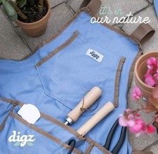 Digz Gardening Bib Apron Women's 1-Size Country Blue Soft Durable Cotton Canvas
