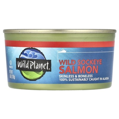 Wild Planet Wild Sockeye Salmon Skinless  Boneless 6 oz 170 g Kosher, Non-GMO