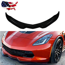 Front Bumper Lip Splitter Spoiler Gloss Black For 2014-2019 Corvette C7 Stage 2