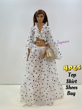 4PCS For Fashion Royalty Integrity PP NuFace Doll Dress Outfit Top Skirt Shoes