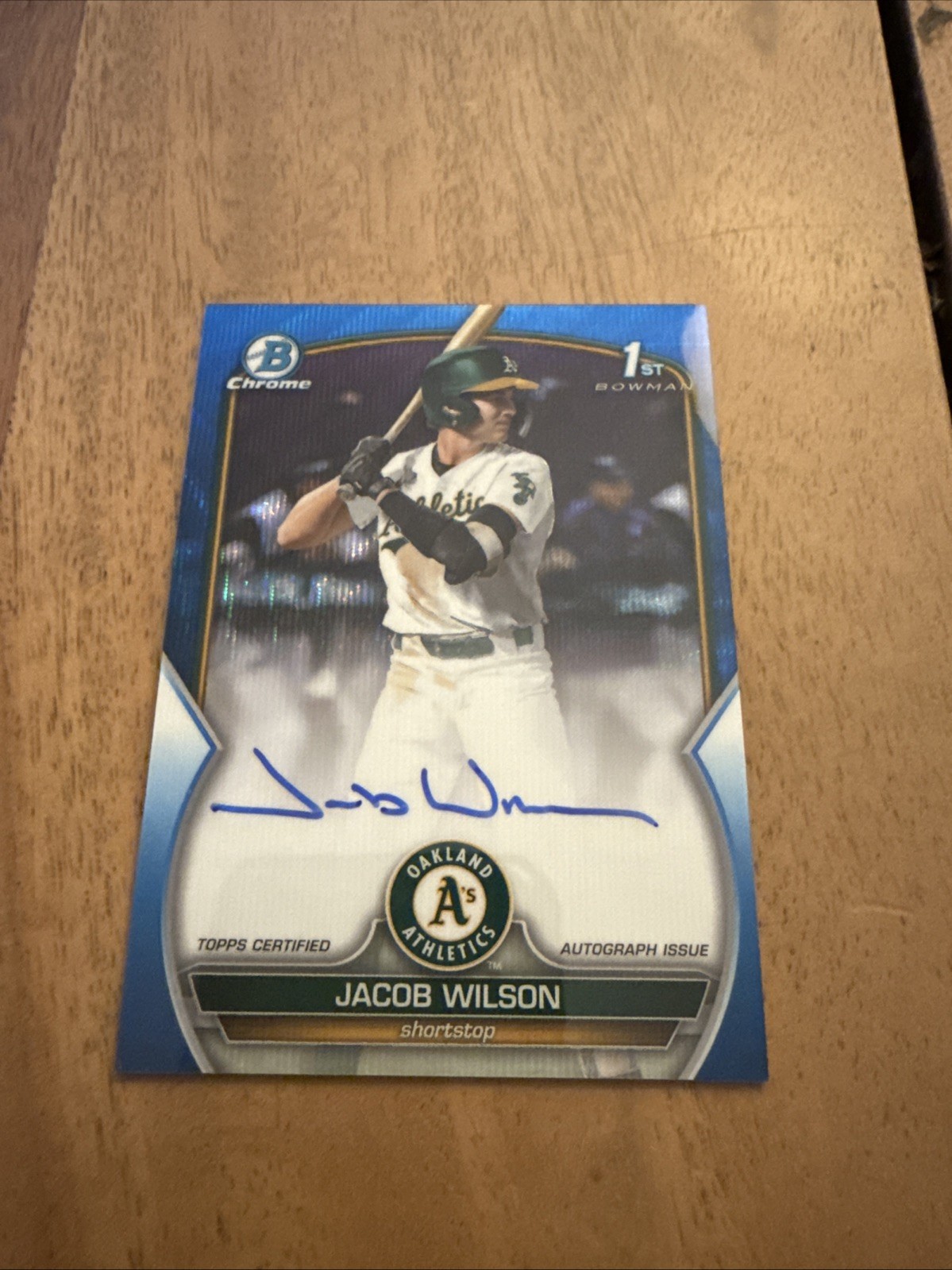 2023 Bowman Chrome Jacob Wilson Blue Wave Auto Bowman 1st /150 Rare A’s ROTY🔥