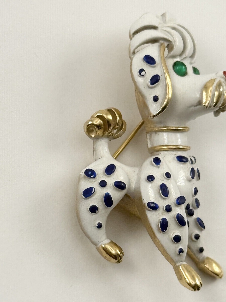 Vintage Trifari Pet Series Poodle Dog Brooch W/ Enamel View 6