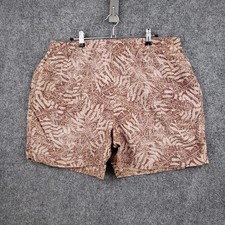 LL Bean Swim Trunks Shorts Mens XL Extra Large Brown Leaf Lined Bathing Suit