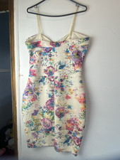 Lipsy London White Floral Lace Bodycon Knee Length Sweetheart Dress Size 16