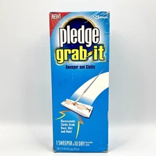 Pledge Grab It Sweeper Dust Mop and 10 Dry Disposable Cloths NOS Vintage 1999