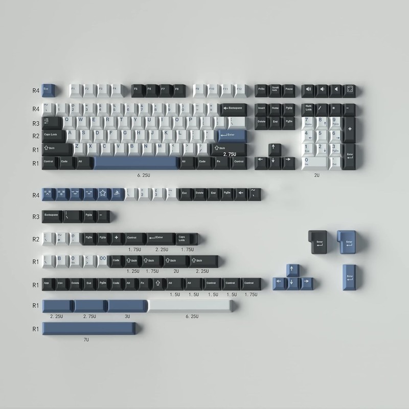 Arctic Blue White Keycaps Full Set 173 Keys Cherry Profile Doubleshot Custom Ke