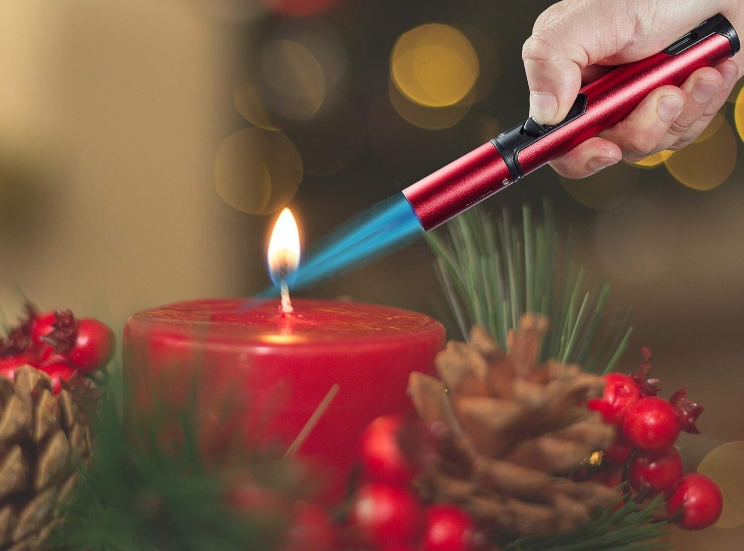 2 Pack Butane Torch Lighter, 6-inch Refillable Pen Lighter Adjustable Jet Flame