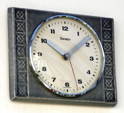 Vintage 21cm Senator Wanduhr - Keramik Retro Atomic Mid Century Grau Deutsch