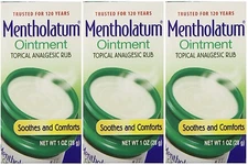 3 Pack Mentholatum Ointment/Topical Analgesic/Aromatic Vapors, 1 Ounce Each