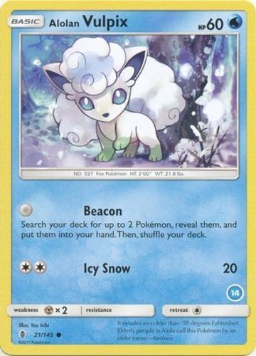 Alolan Vulpix - 21/149 - Common (Ninetales Deck 29) x1 Sun & Moon Trainer Kit: A