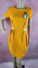 NWT Halston Heritage Midi Dress Apricot Yellow Cocktail