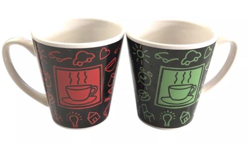 Set 2 Red Green Signature Rush Hour Coffee Mug Riviera Van Beers Stoneware