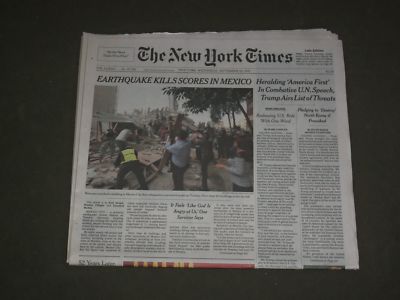 2017 SEPTEMBER 20 NEW YORK TIMES - EARTHQUAKE KILLS SCORES IN MEXICO