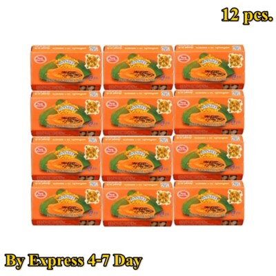 12 x125g Asantee Thai Papaya Herbal Honey Soap with Q10, AHA, BHA Skin Whitening