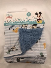 Disney Baby Minnie Mouse  Friends Blue Sherpa Striped Baby Blanket Lovey NEW