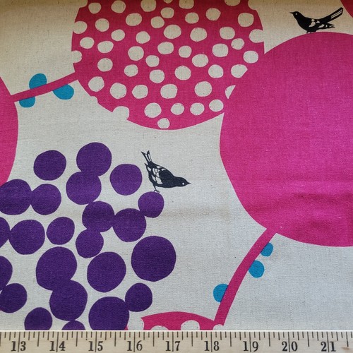 'Big Berry' Echino Cotton-Linen Duck Cloth w/ Large Berries, Tiny Birds- Japan - 第 3/6 張圖片