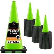 28” Lime Green Traffic Cone - 48 Pack - Xpose Safety