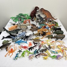 Huge Lot 80 Pc Plastic Toy Dinosaurs Whales Farm Jungle Wildlife Animal Figures