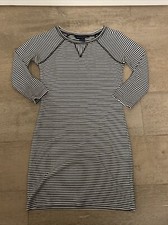 French Connection Womens Black White Cotton Stretch Striped Sweater Dress Sz 2