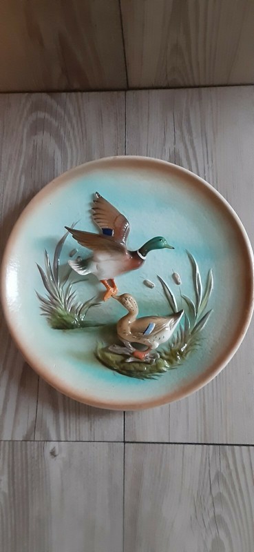 Vintage  Napco National Potteries Co. 3D Plate Mallard Hand Painted* Dated 1962*