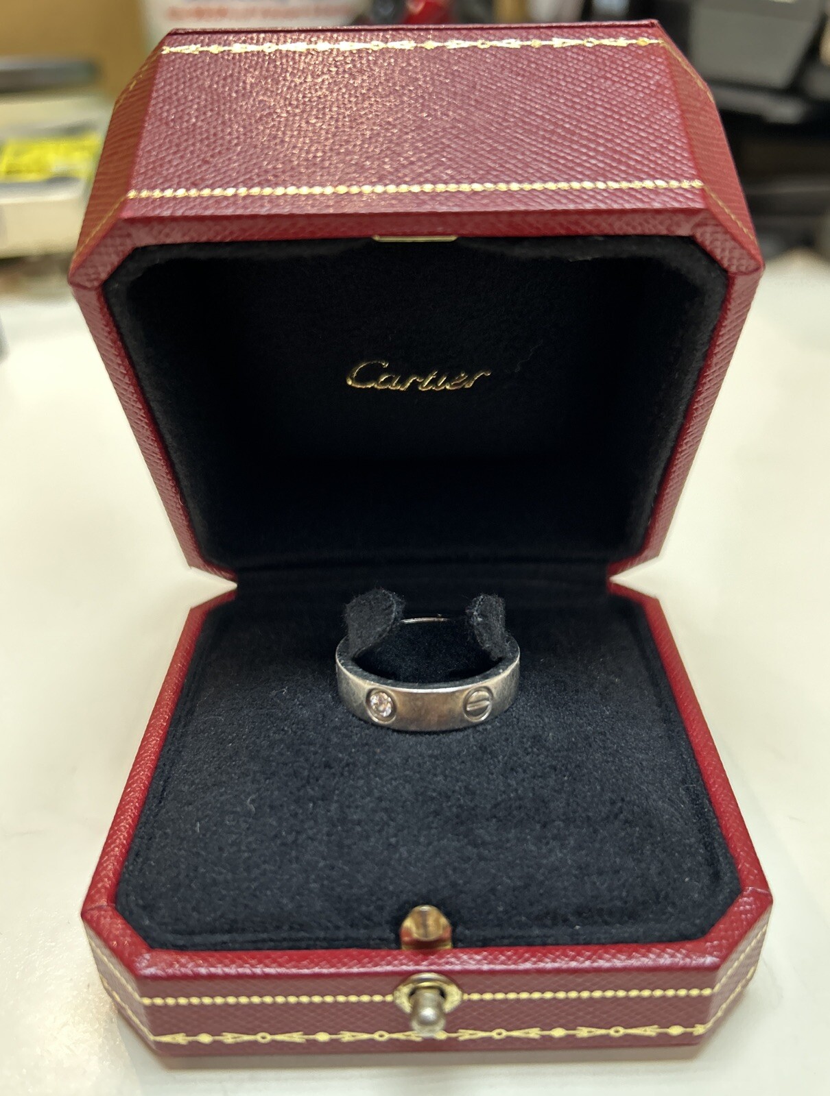 Cartier Love 5mm Platinum Band with Diamond Size 9 60 Ring-image